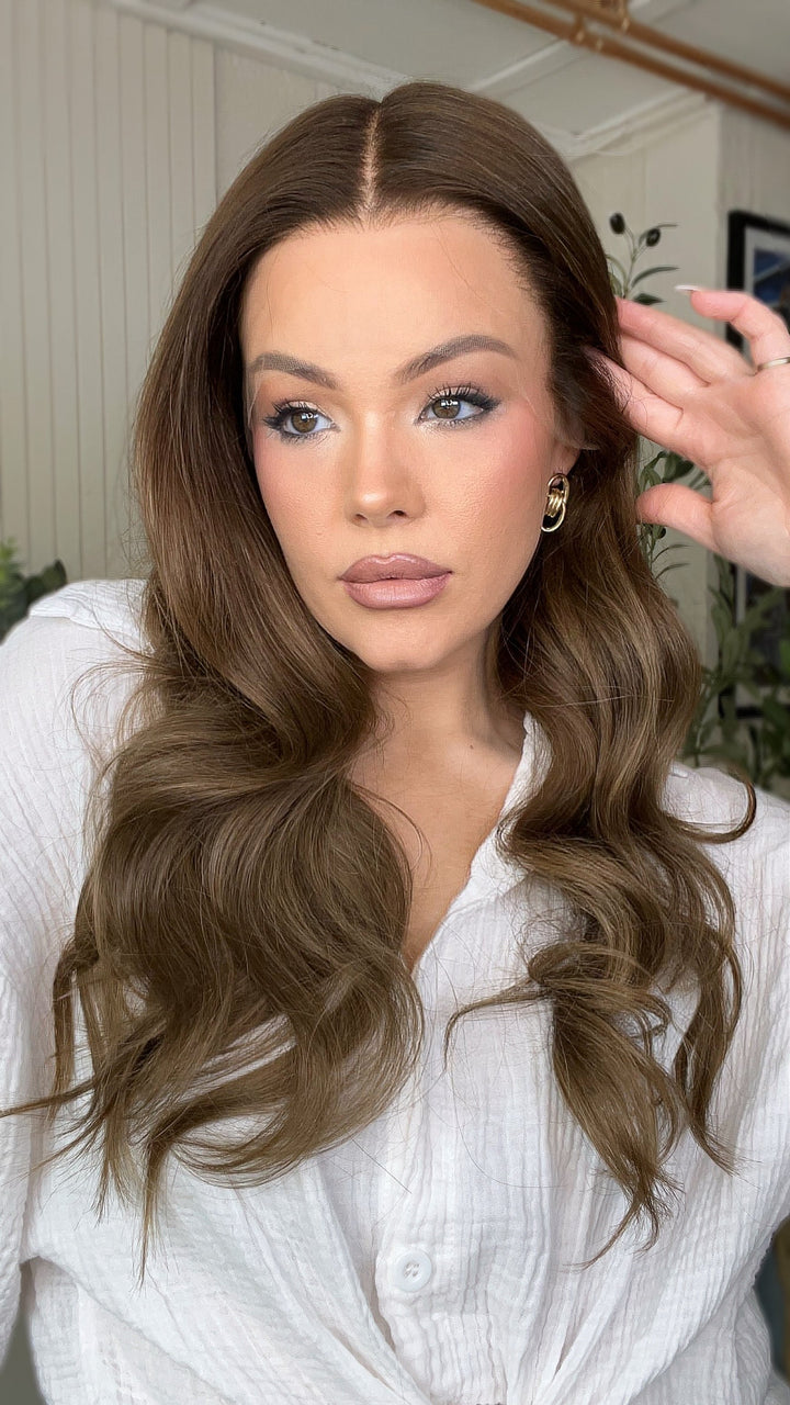 SHULY Cool Light Brown Wigs 100% Real Human Hair for Caucasian 180% Density