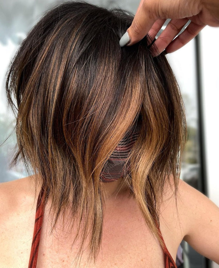 Brown Balayage Bob Wigs for Women Caucasian 100% Human Hair