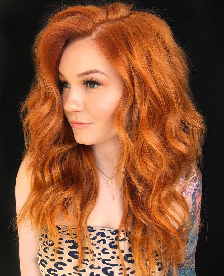 Copper Red Wigs 100% Real Human Hair for Caucasian Women