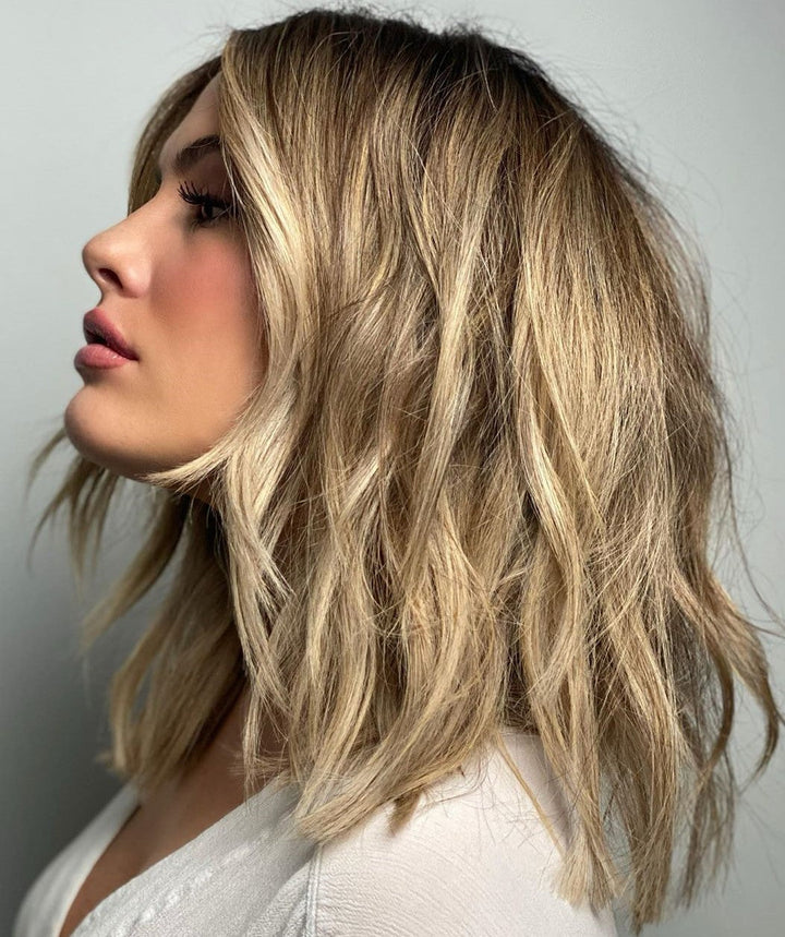 Shoulder Length Dirty Blonde Wigs 100% Real Human Hair for Caucasian | Free Shipping