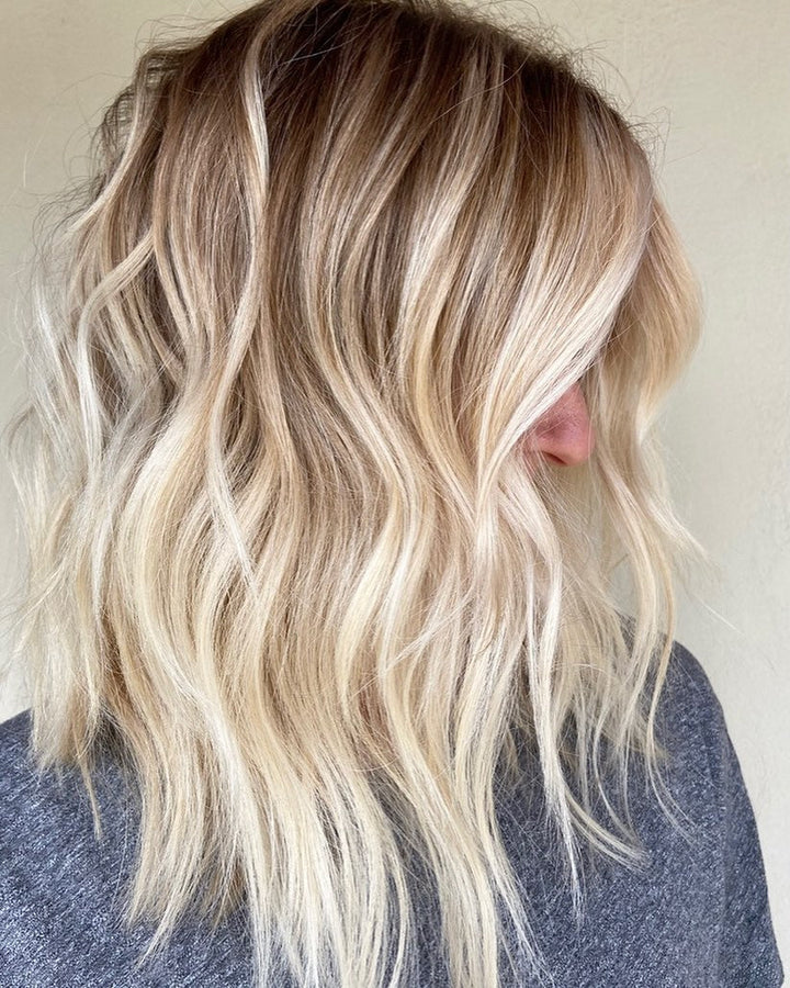 Cool Blonde Hair with Warm Roots Wigs 100% Real Human Hair for Caucasian | Free Shipping