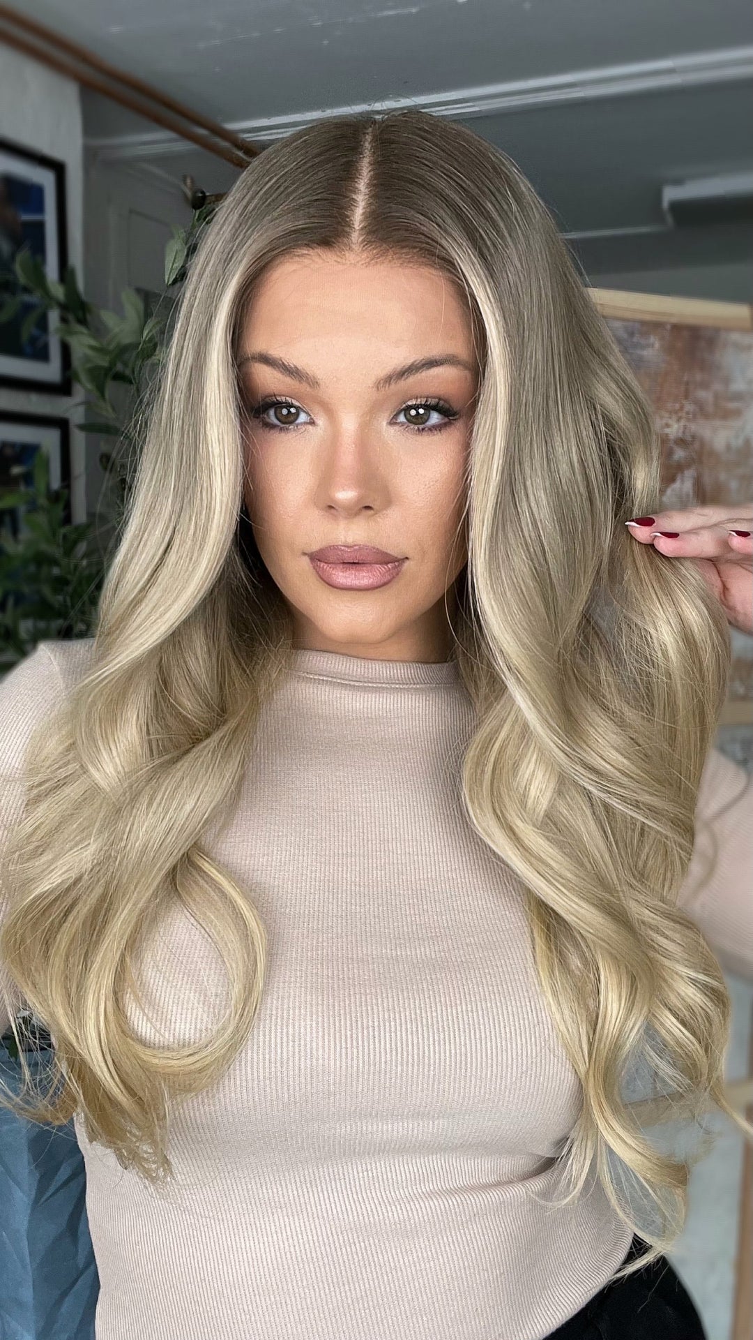 SHULY Ombre Ashy Blonde Wigs 100% Real Human Hair for Caucasian 180% Density