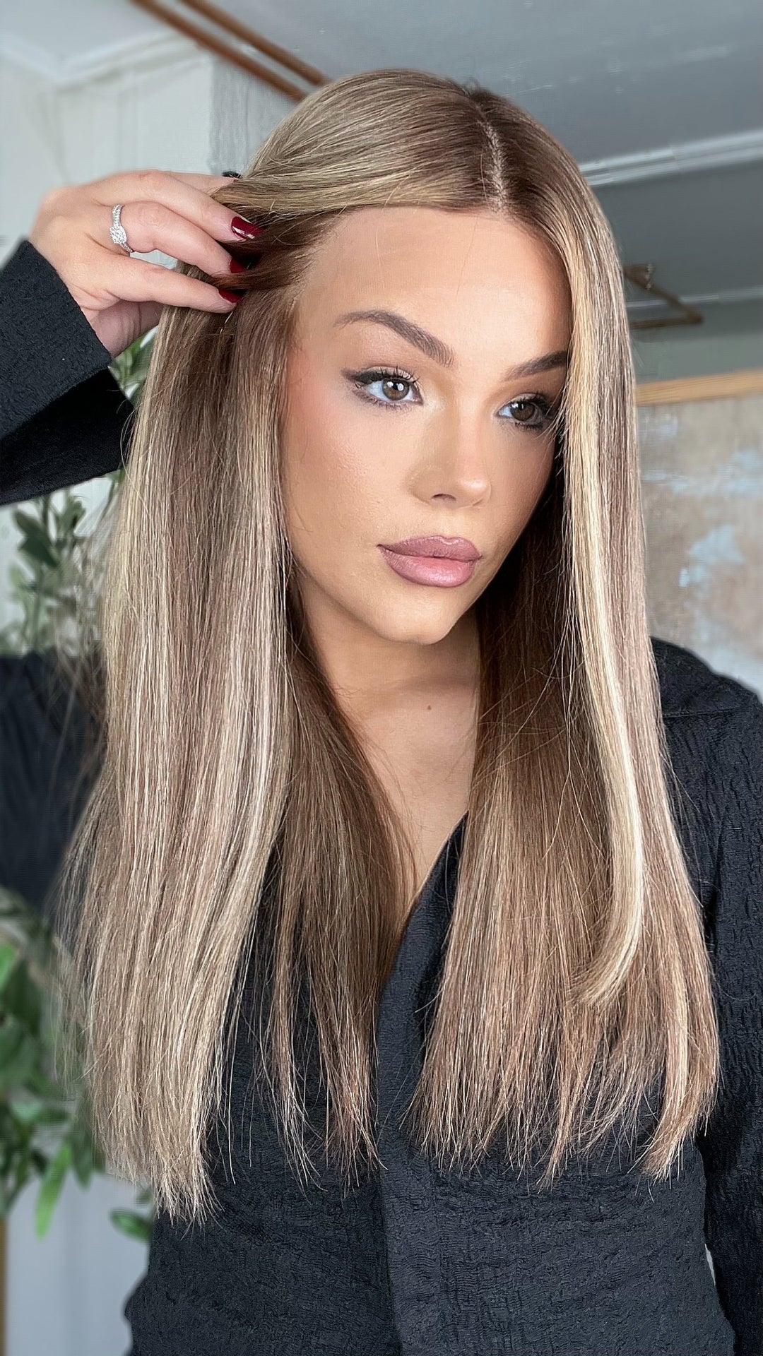 SHULY Toffee Blonde Highlights Wigs 100% Real Human Hair for Caucasian 180% Density