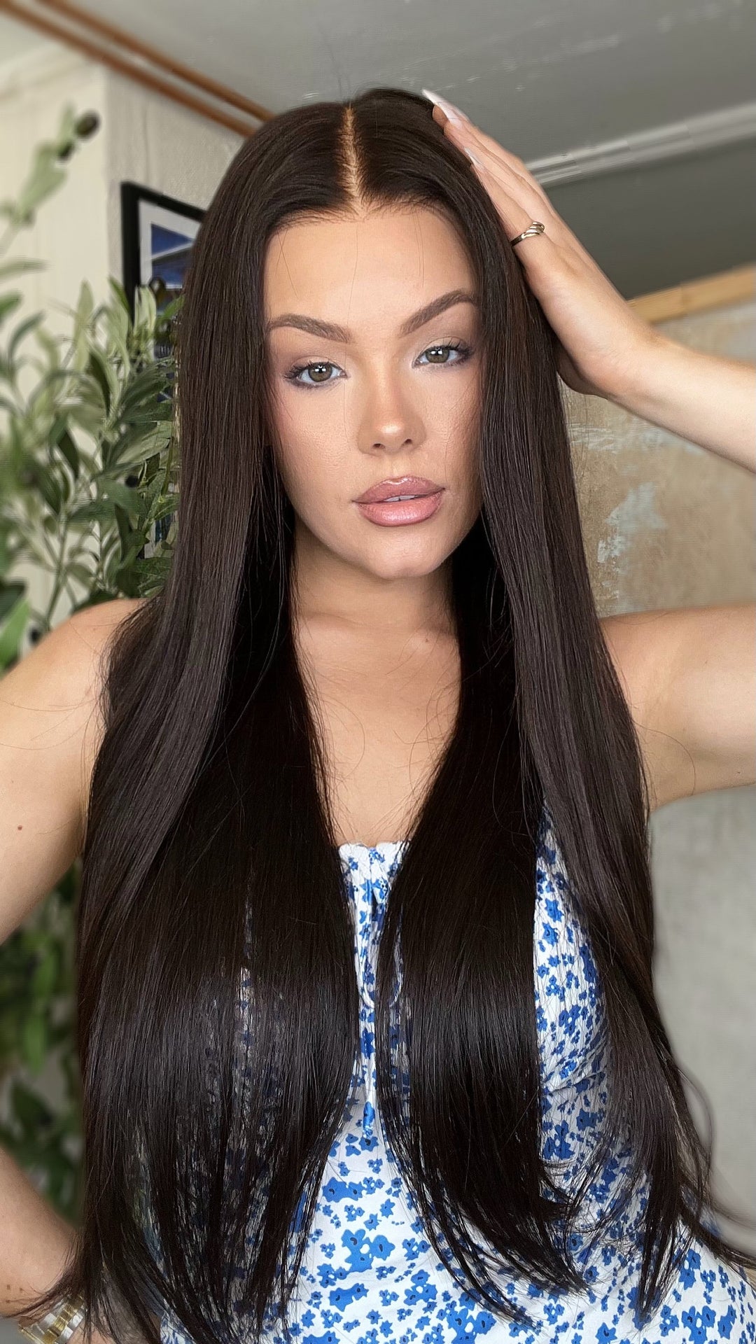 SHULY Long Straight Wigs 100% Real Human Hair for Caucasian 180% Density