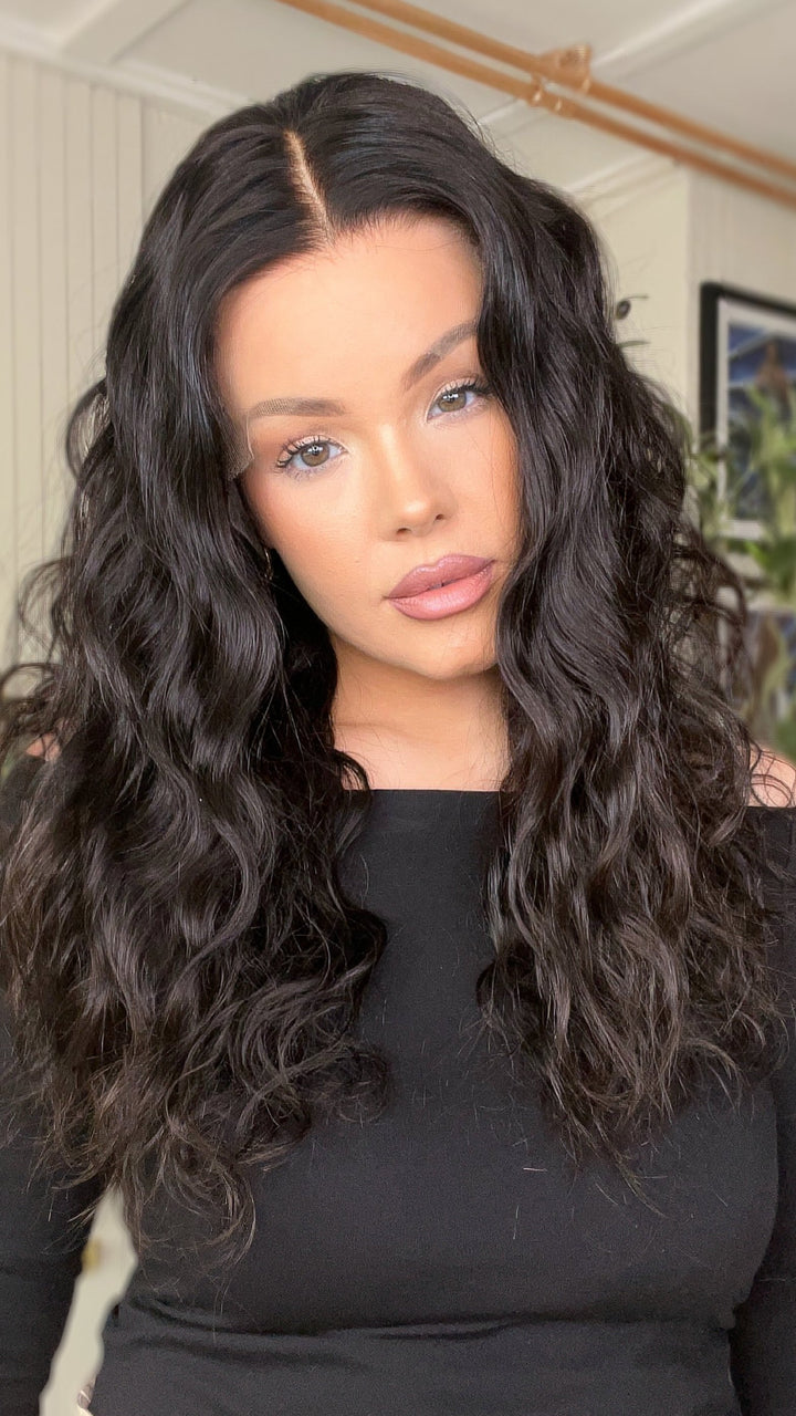 SHULY Water Wave Wigs 100% Real Human Hair for Caucasian 180% Density