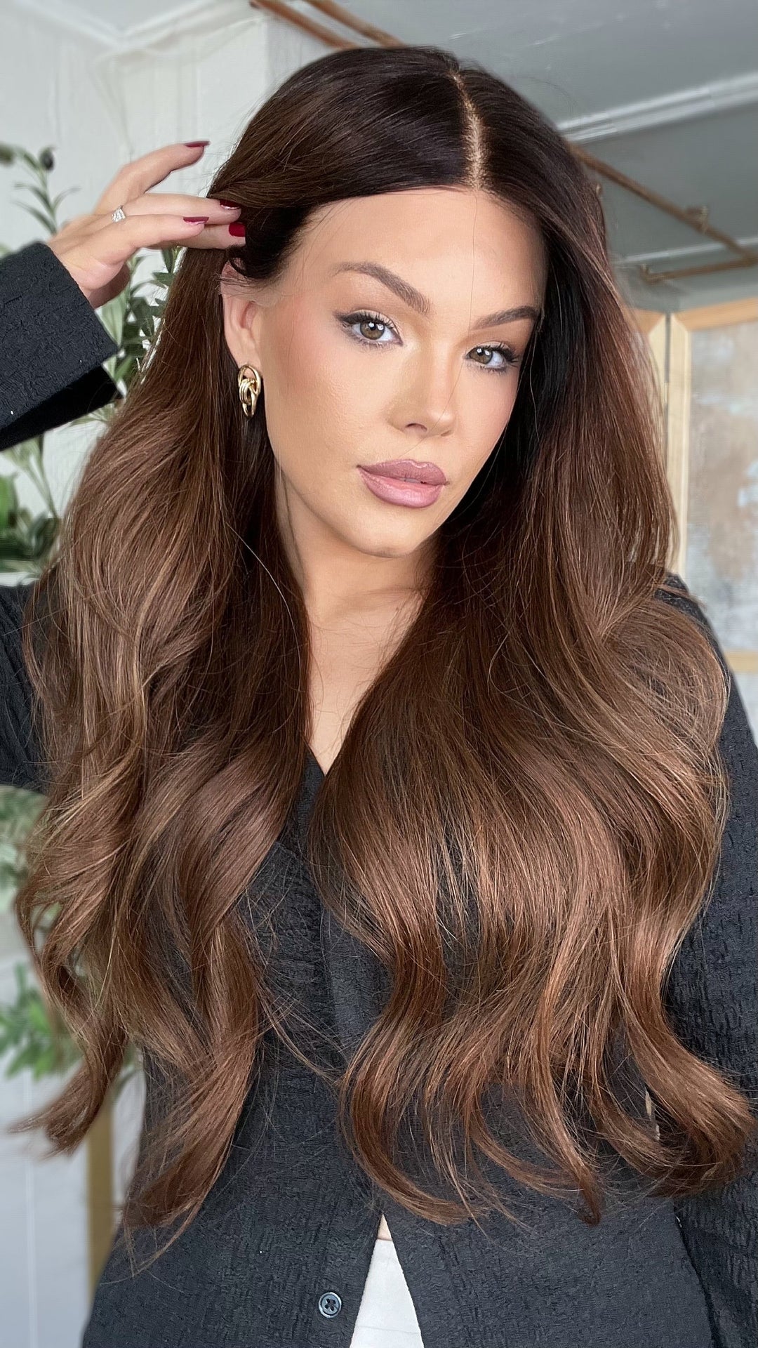 SHULY Brunette Wigs 100% Real Human Hair for Caucasian 180% Density