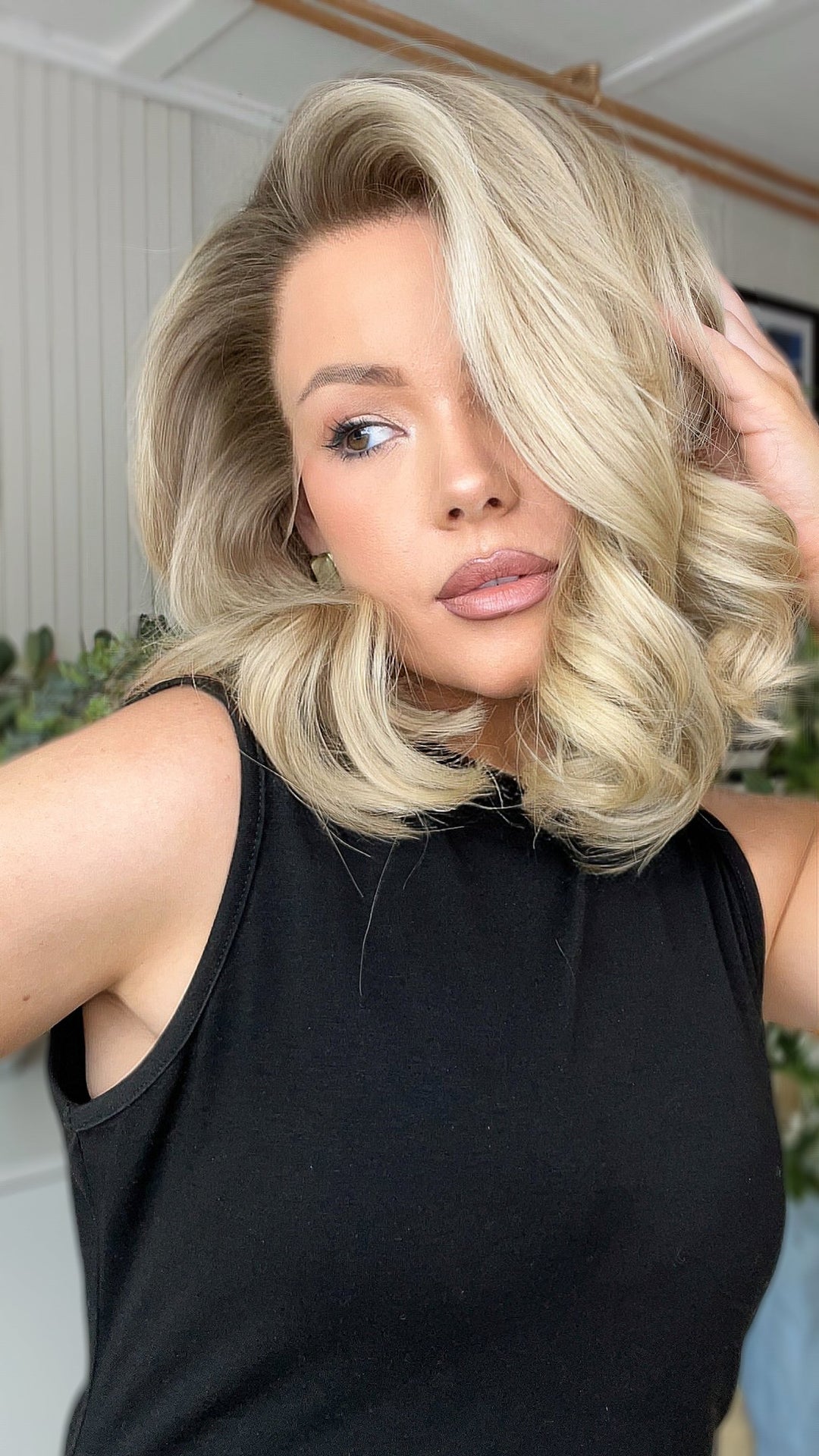 SHULY Gray Brown Blonde Highlights Wigs 100% Real Human Hair for Caucasian 180% Density