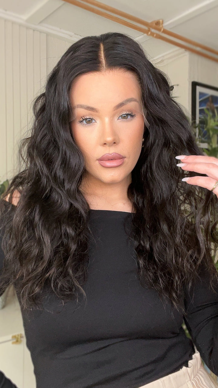 SHULY Water Wave Wigs 100% Real Human Hair for Caucasian 180% Density