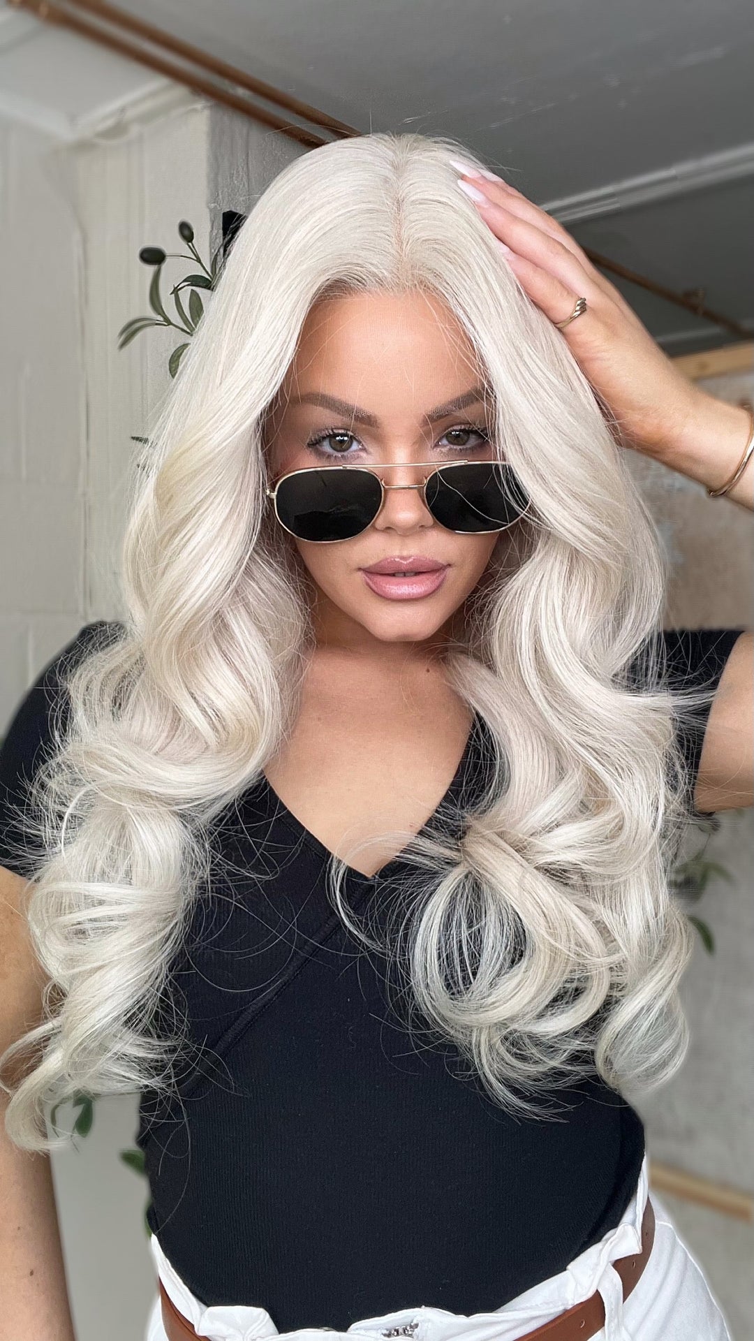 SHULY White Wigs 100% Real Human Hair for Caucasian 180% Density