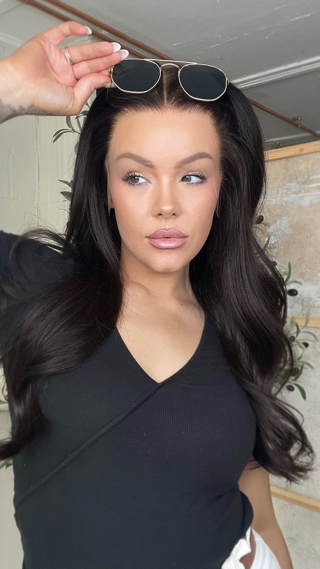 SHULY Natural Black Lace Wigs 100% Real Human Hair for Caucasian 180% Density