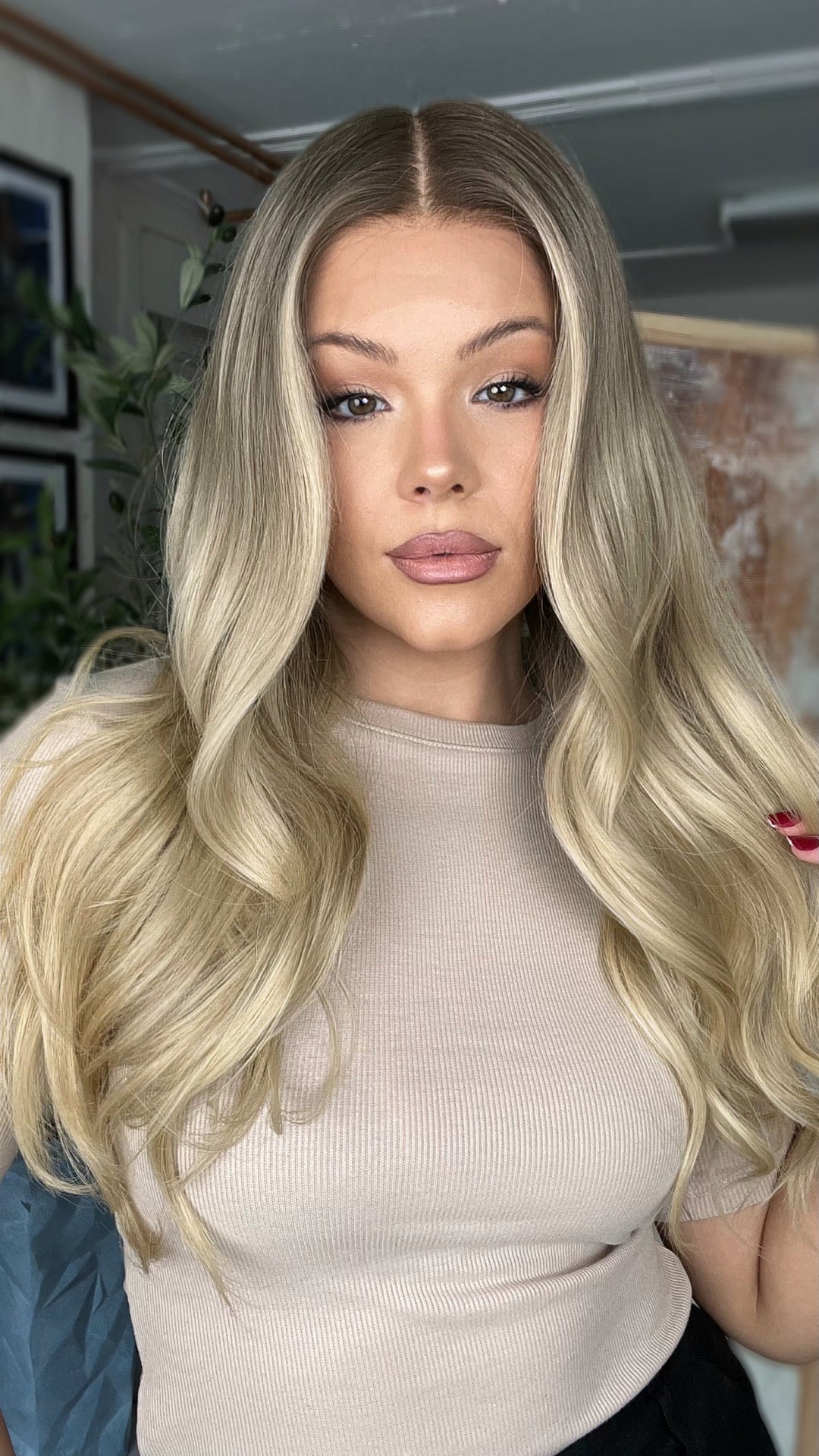 SHULY Ombre Ashy Blonde Wigs 100% Real Human Hair for Caucasian 180% Density