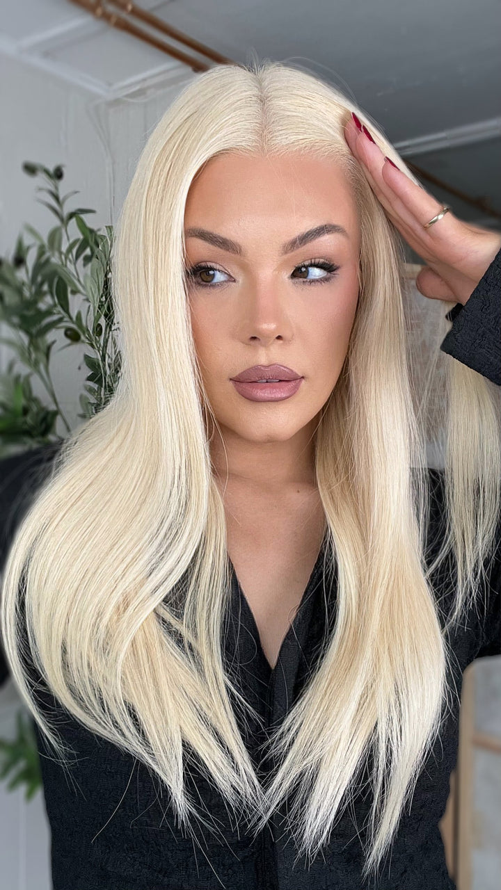 SHULY #613 Blonde Wigs 100% Real Human Hair for Caucasian 180% Density