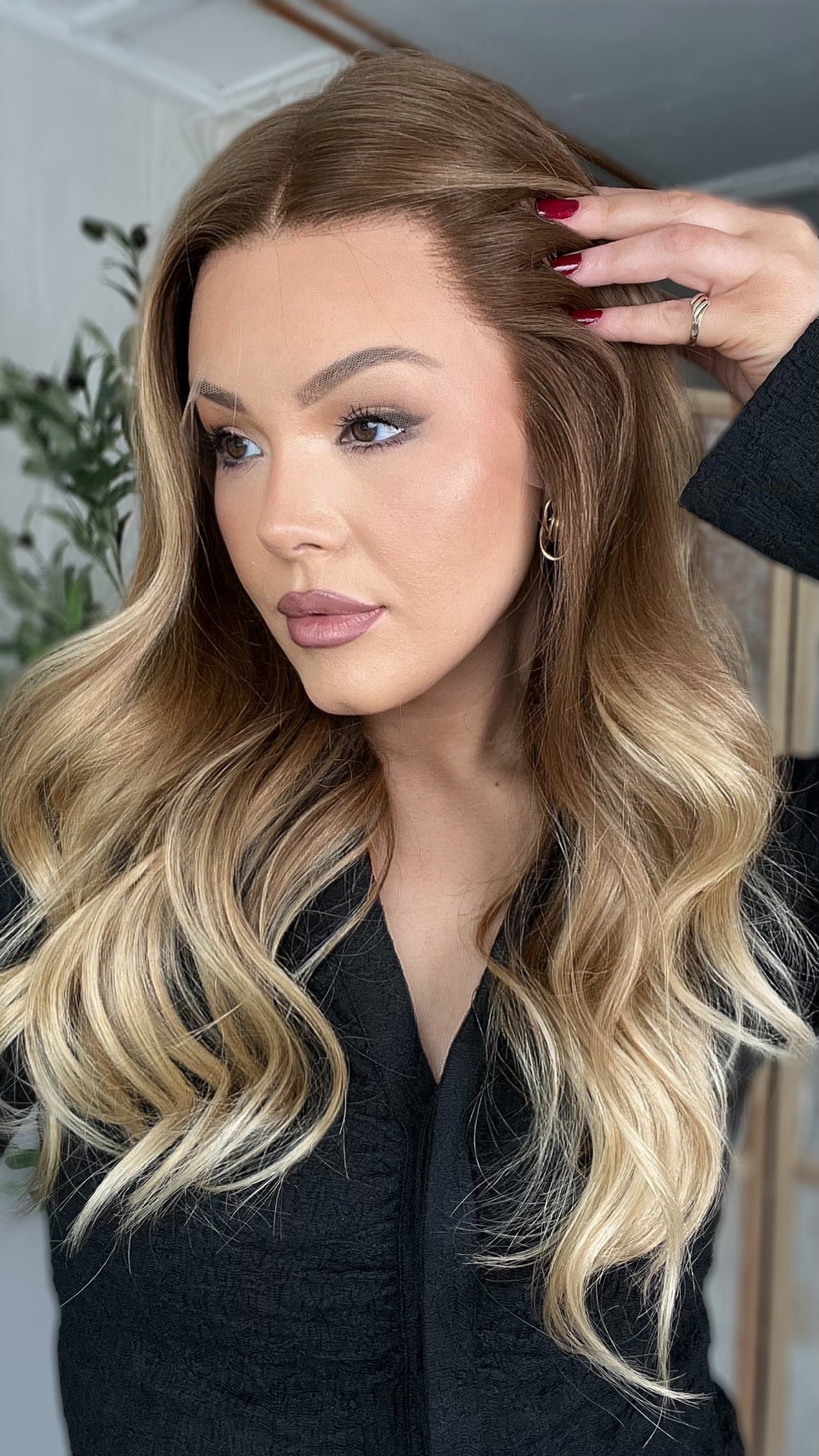 SHULY Ashy Brown Ombre Wigs 100% Real Human Hair for Caucasian 180% Density
