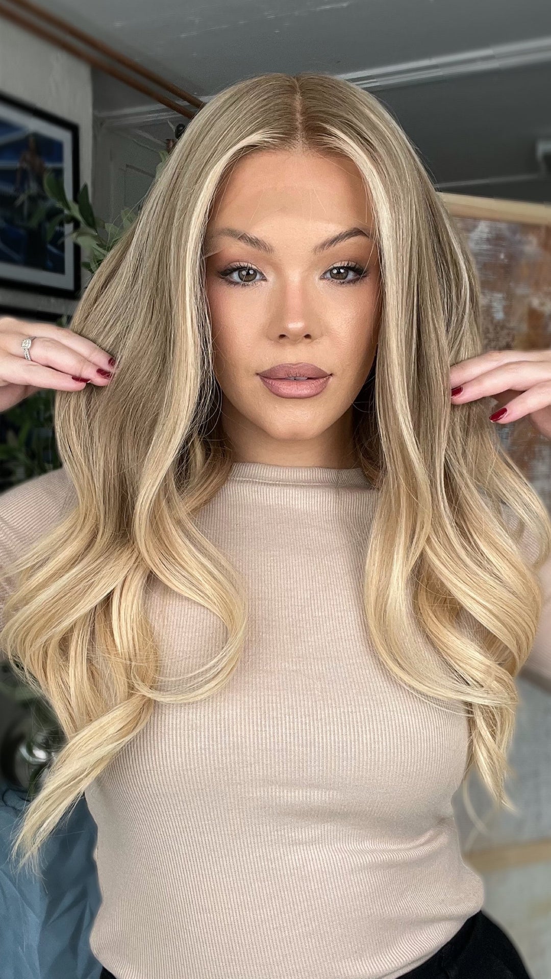 Dirty Blonde Highlights Wigs 100% Real Human Hair for Caucasian 180% Density