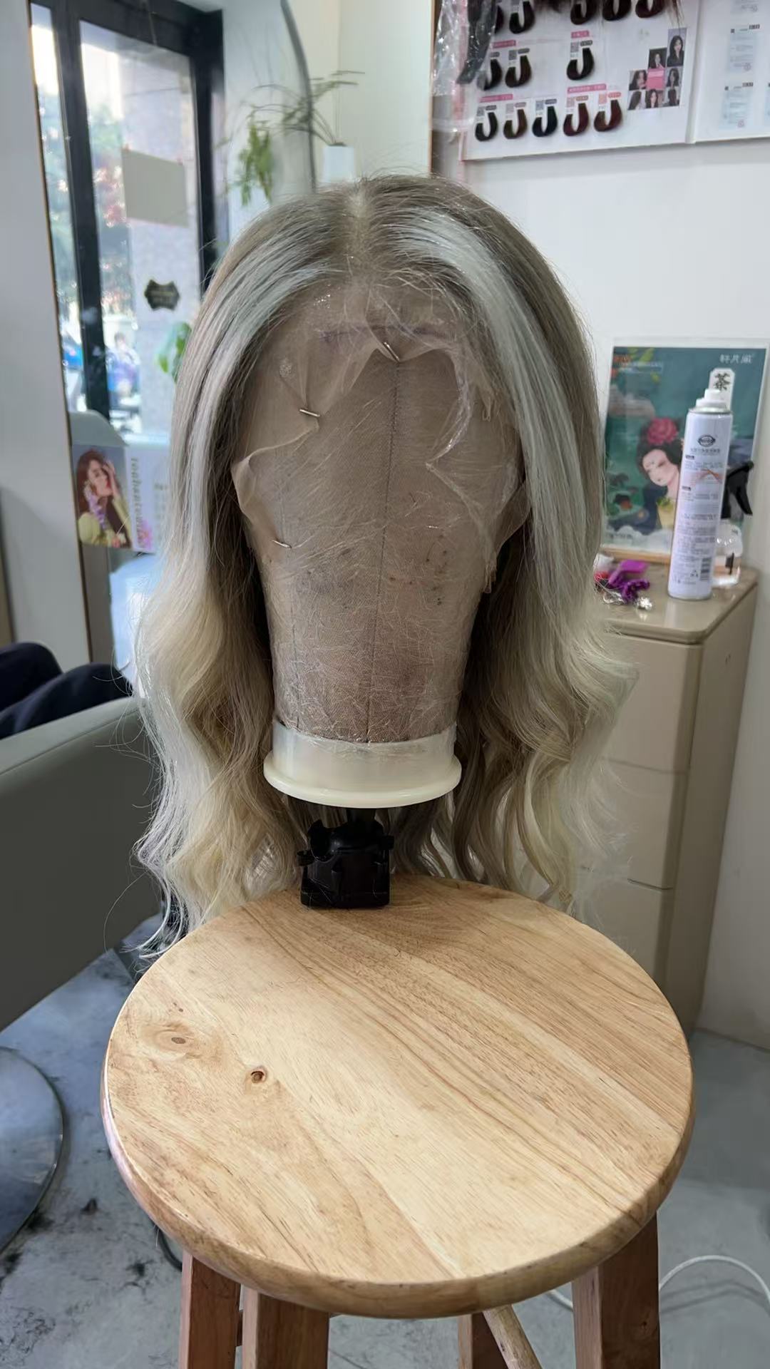 SHULY Ombre White Blonde Long Wigs for White Women 100% Human Hair