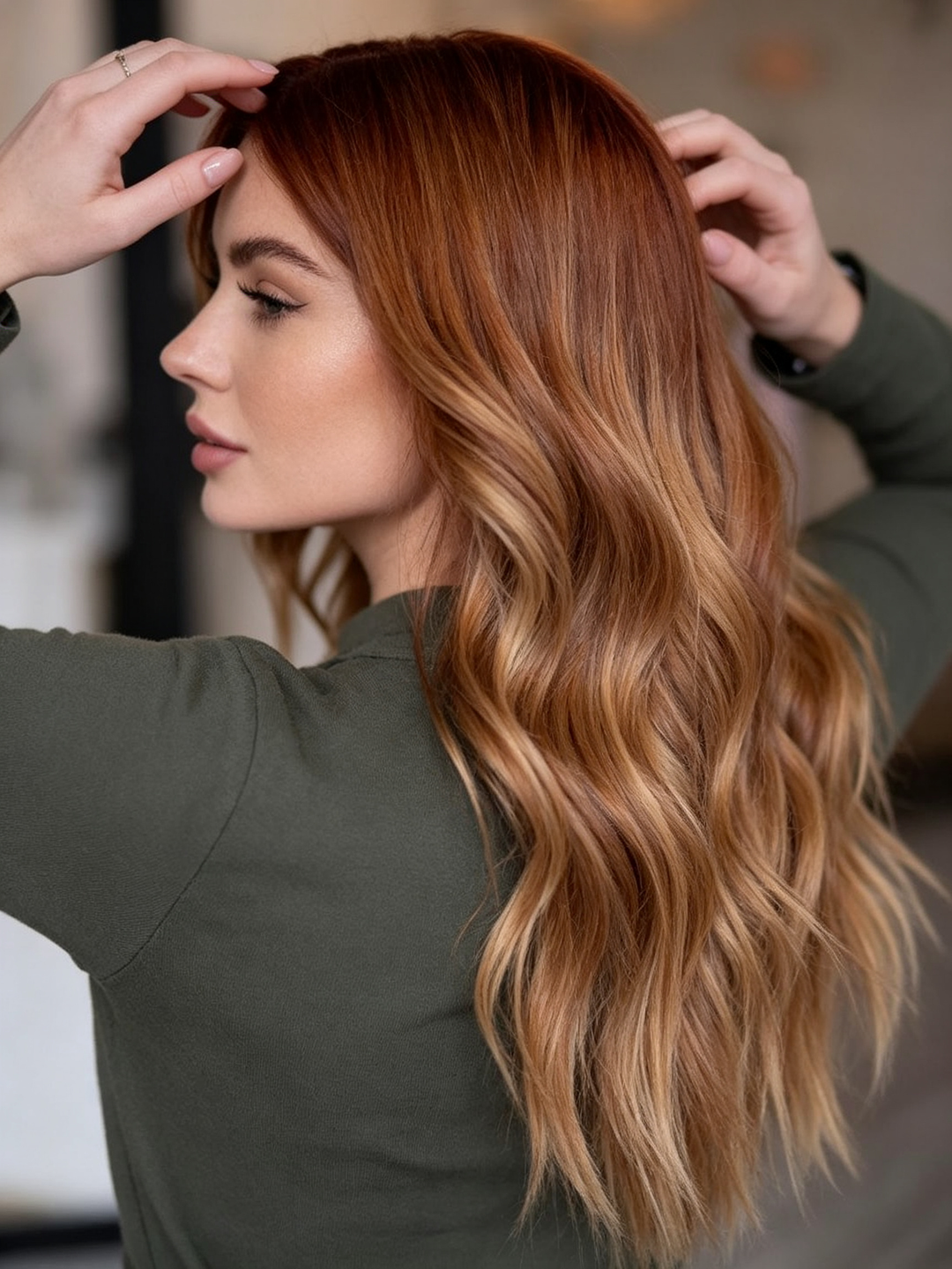 SHULY Strawberry Blonde and Red Wigs 100% Real Human Hair for Caucasian Women