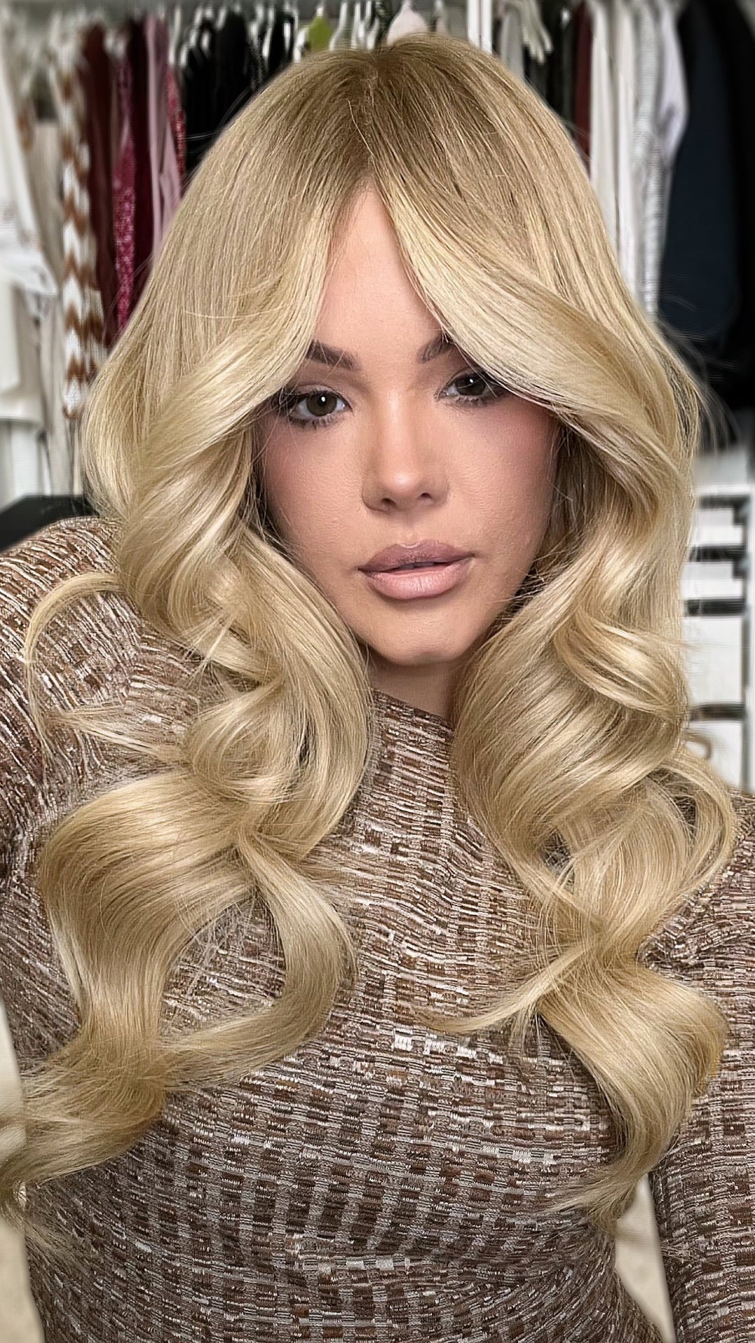 SHULY Blonde Wigs with Curtain Bangs 100% Real Human Hair for Caucasian 180% Density