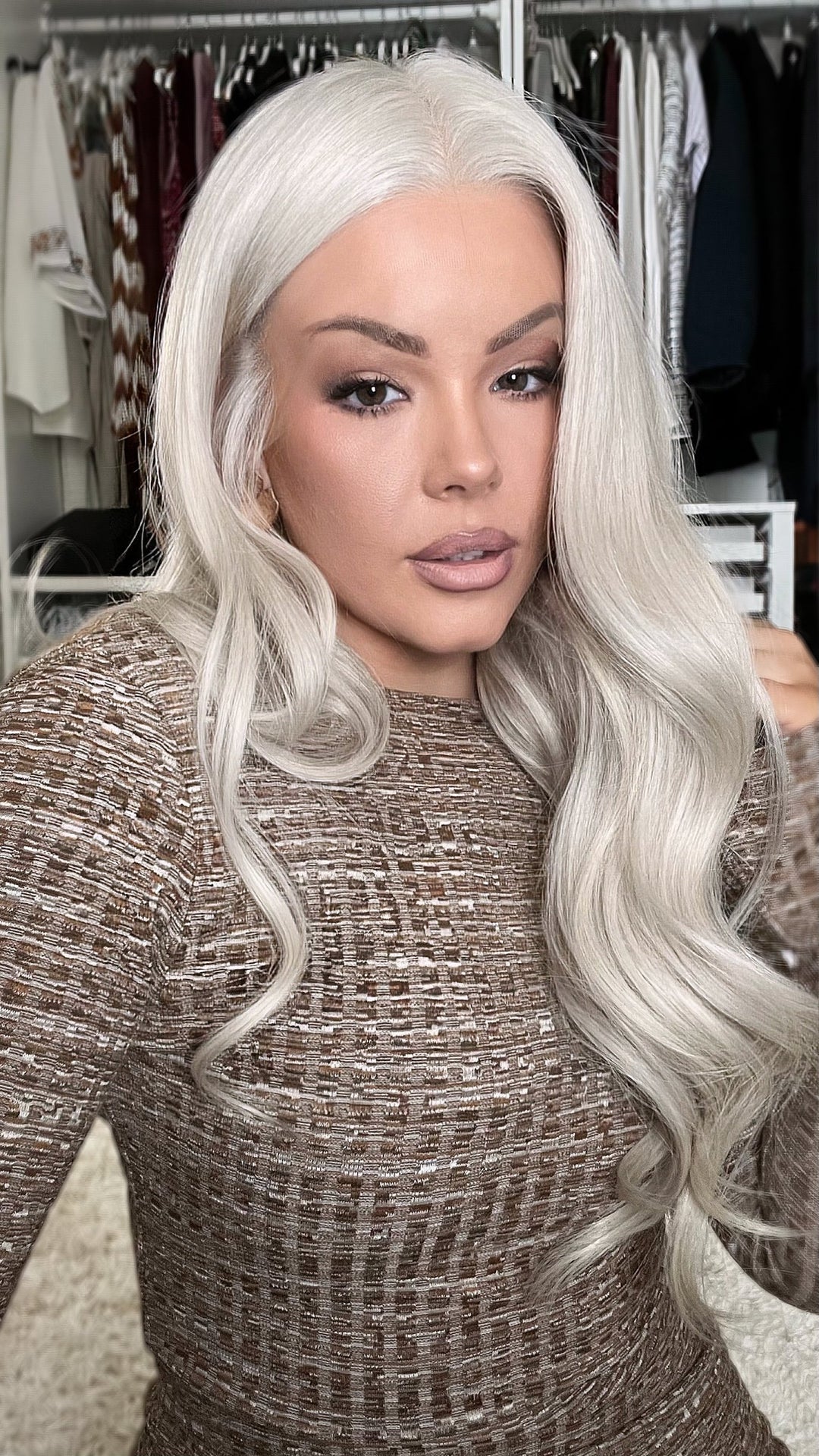 SHULY White Blonde Wigs 100% Real Human Hair for Caucasian 180% Density