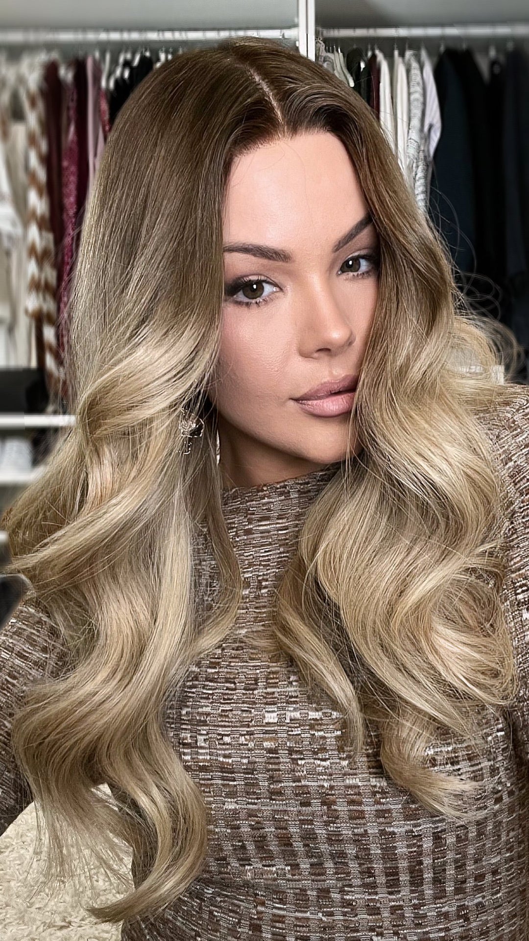 SHULY Ombre Brown Blonde Wigs 100% Real Human Hair for Caucasian 180% Density