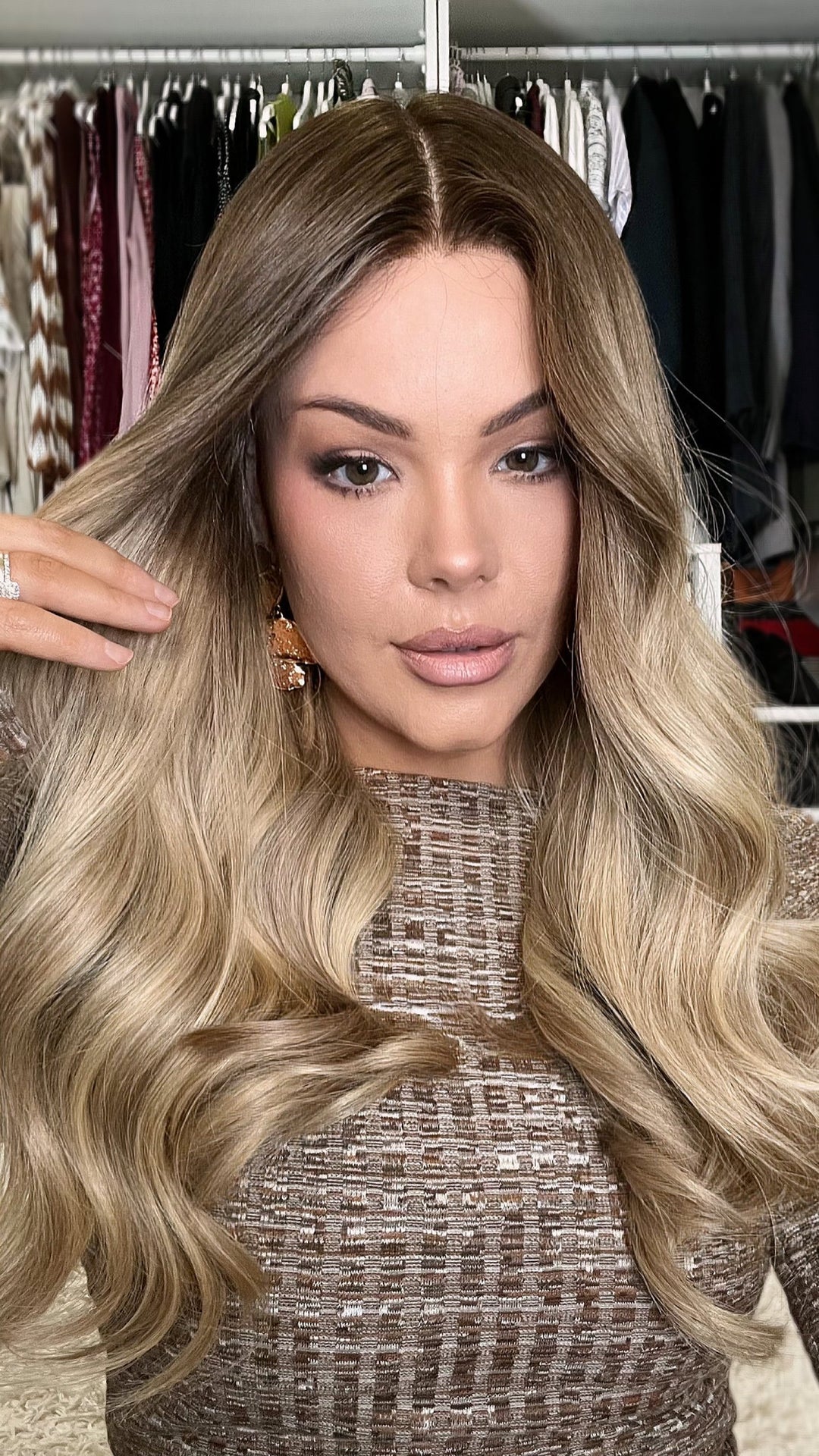 SHULY Ombre Brown Blonde Wigs 100% Real Human Hair for Caucasian 180% Density