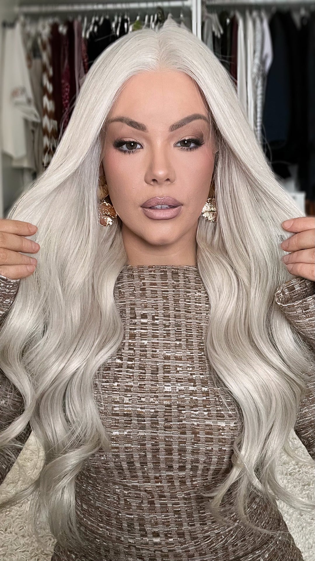 SHULY White Blonde Wigs 100% Real Human Hair for Caucasian 180% Density