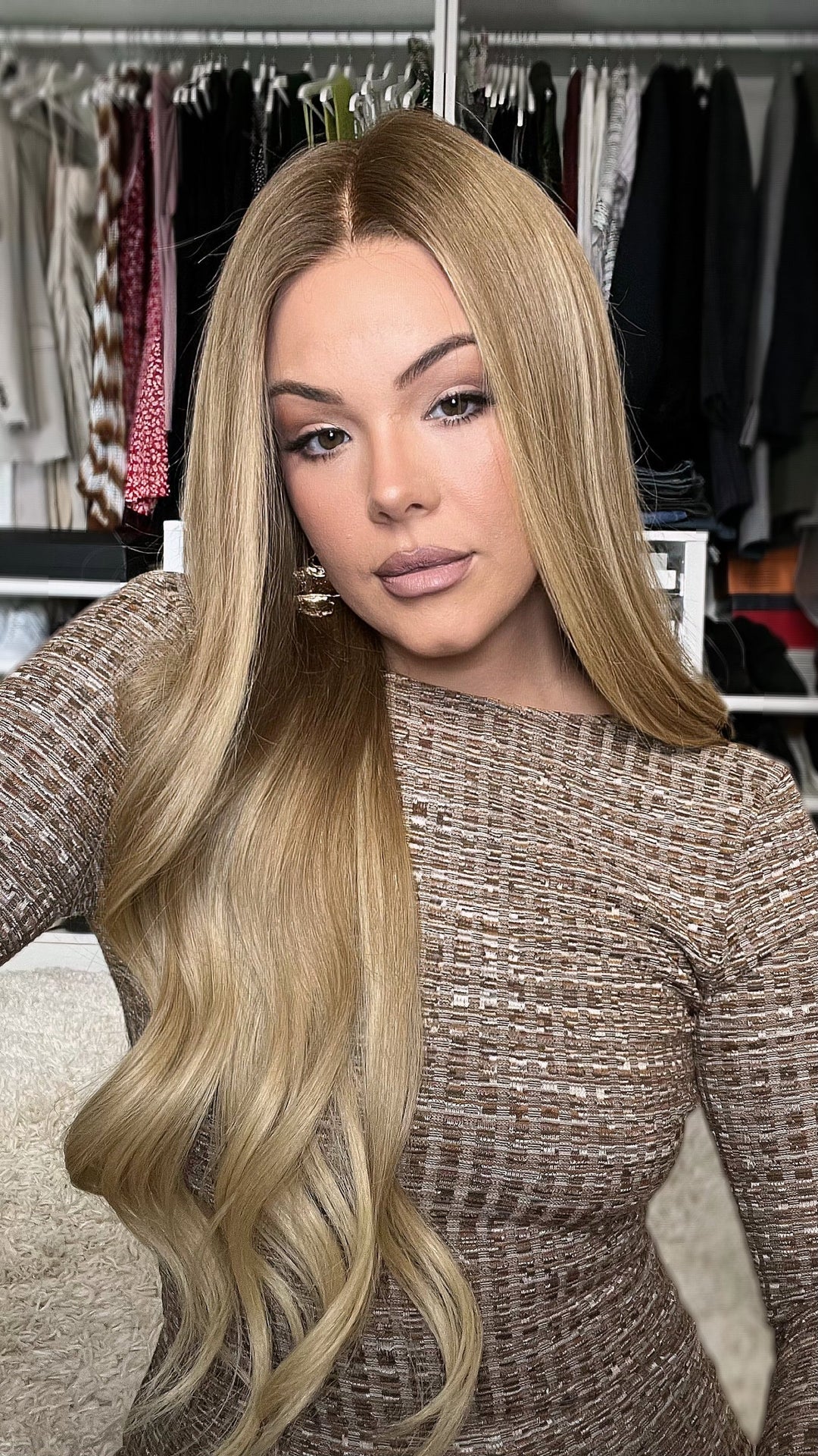 SHULY Ombre Honey Blonde Wavy Wigs 100% Real Human Hair for Caucasian 180% Density
