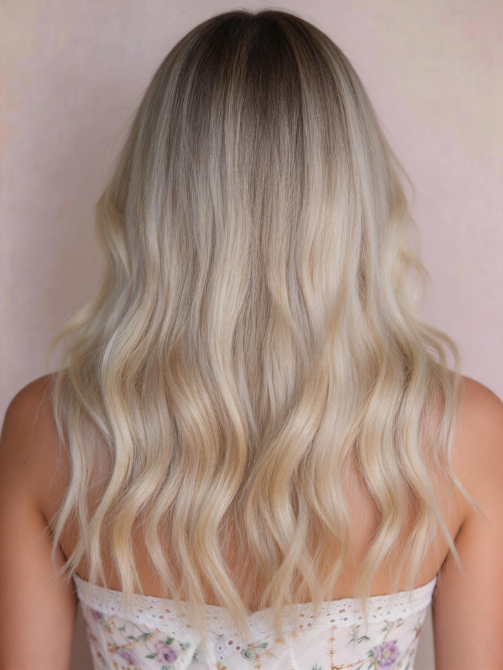 SHULY Rooted Champagne Wigs 100% Real Human Hair for Caucasian