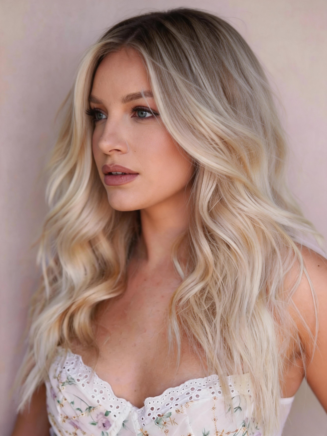 SHULY Rooted Champagne Wigs 100% Real Human Hair for Caucasian