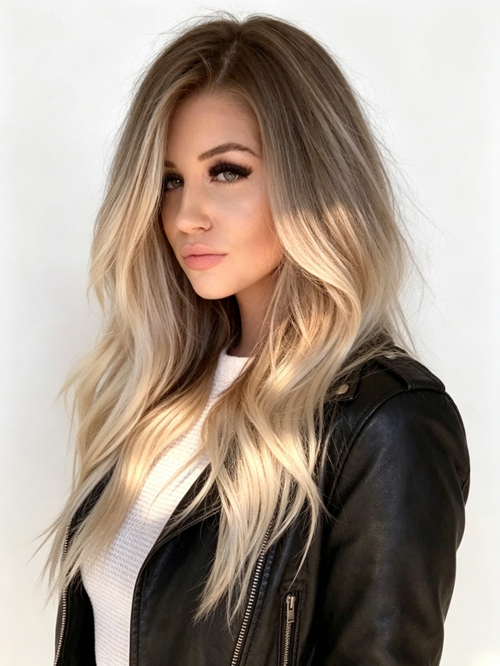SHULY Long Ombre Blonde Human Lace Front Wigs for White Women 100% Human Hair