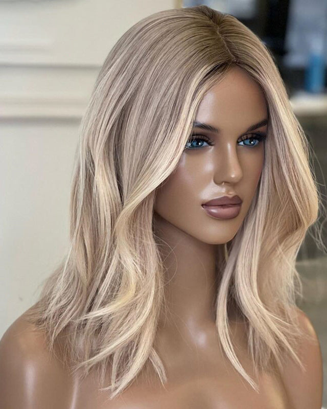 SHULY Ash Blonde Lace Frontal Wigs for White Women 100% Human Hair
