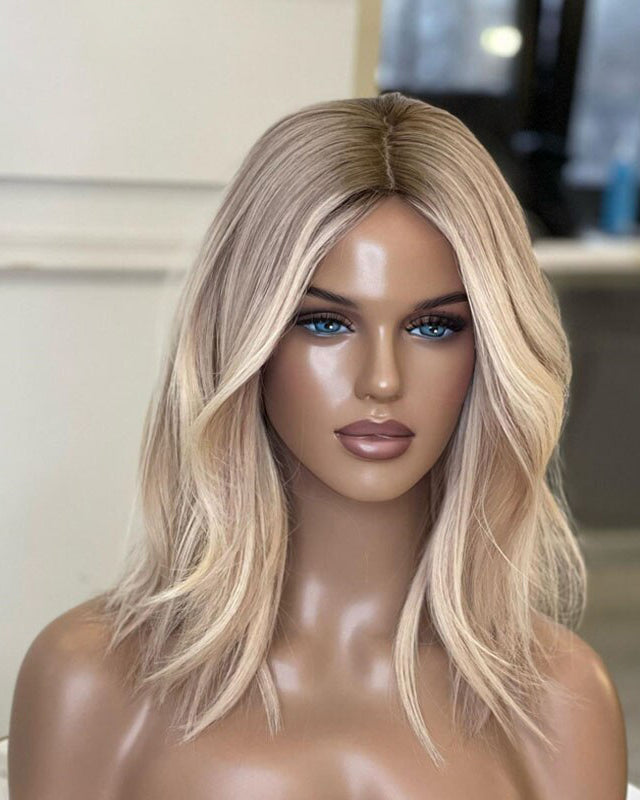 SHULY Ash Blonde Lace Frontal Wigs for White Women 100% Human Hair