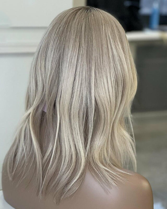 SHULY Ash Blonde Lace Frontal Wigs for White Women 100% Human Hair