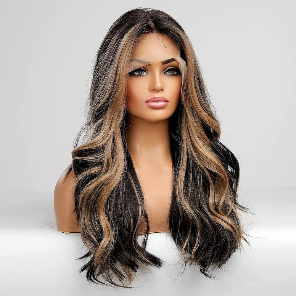 SHULY Brown Highlight Lace Front Wig for White Women 100% Human Hair