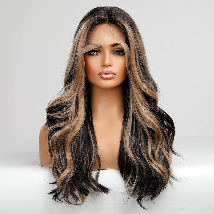 SHULY Brown Highlight Lace Front Wig for White Women 100% Human Hair