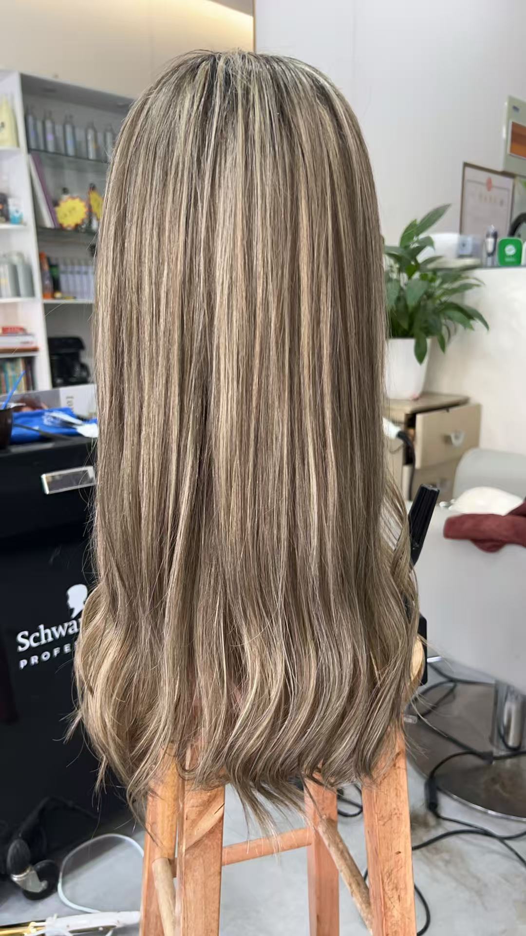 SHULY Brown Blonde Long Wigs for White Women 100% Human Hair