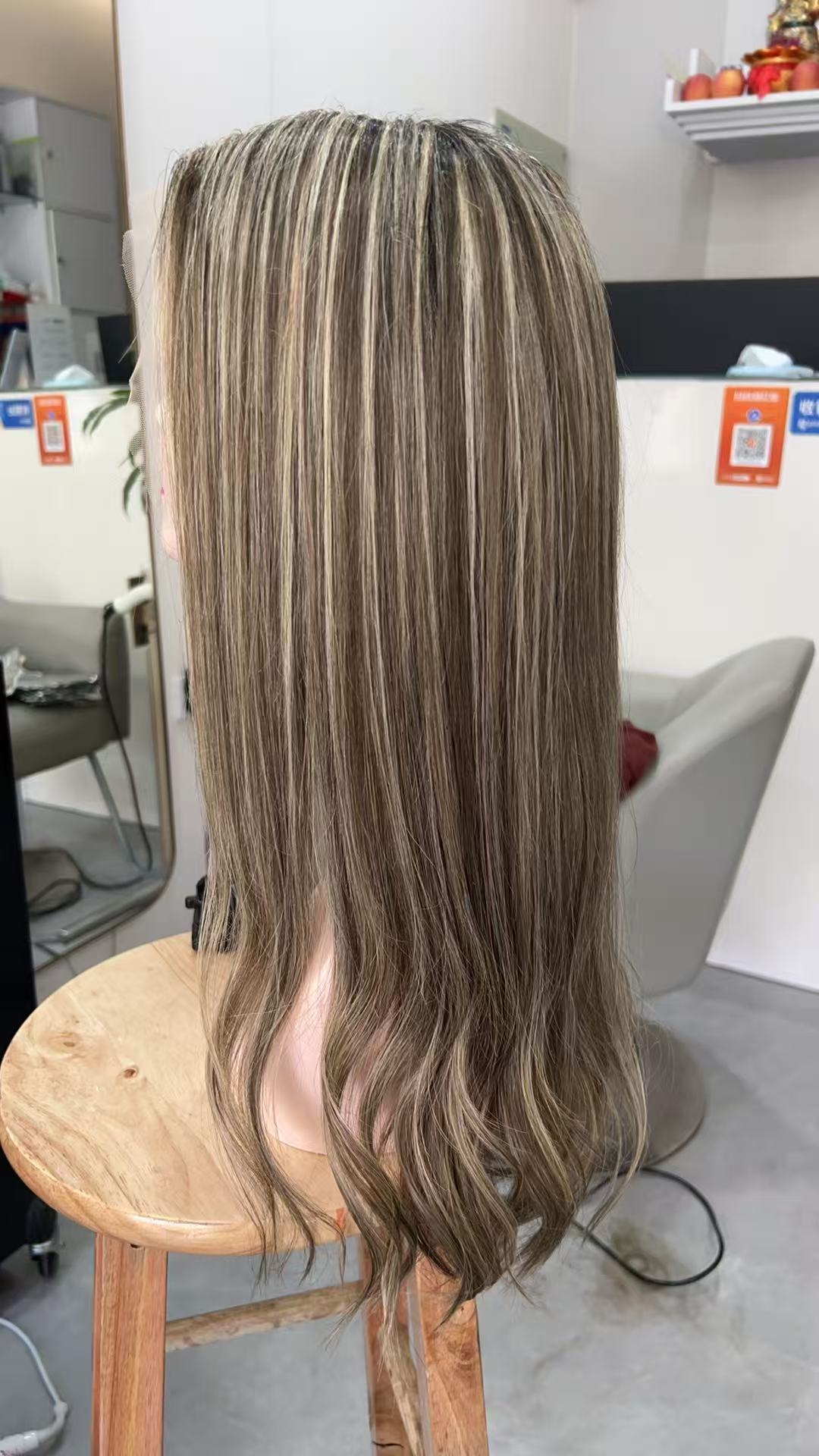 SHULY Brown Blonde Long Wigs for White Women 100% Human Hair