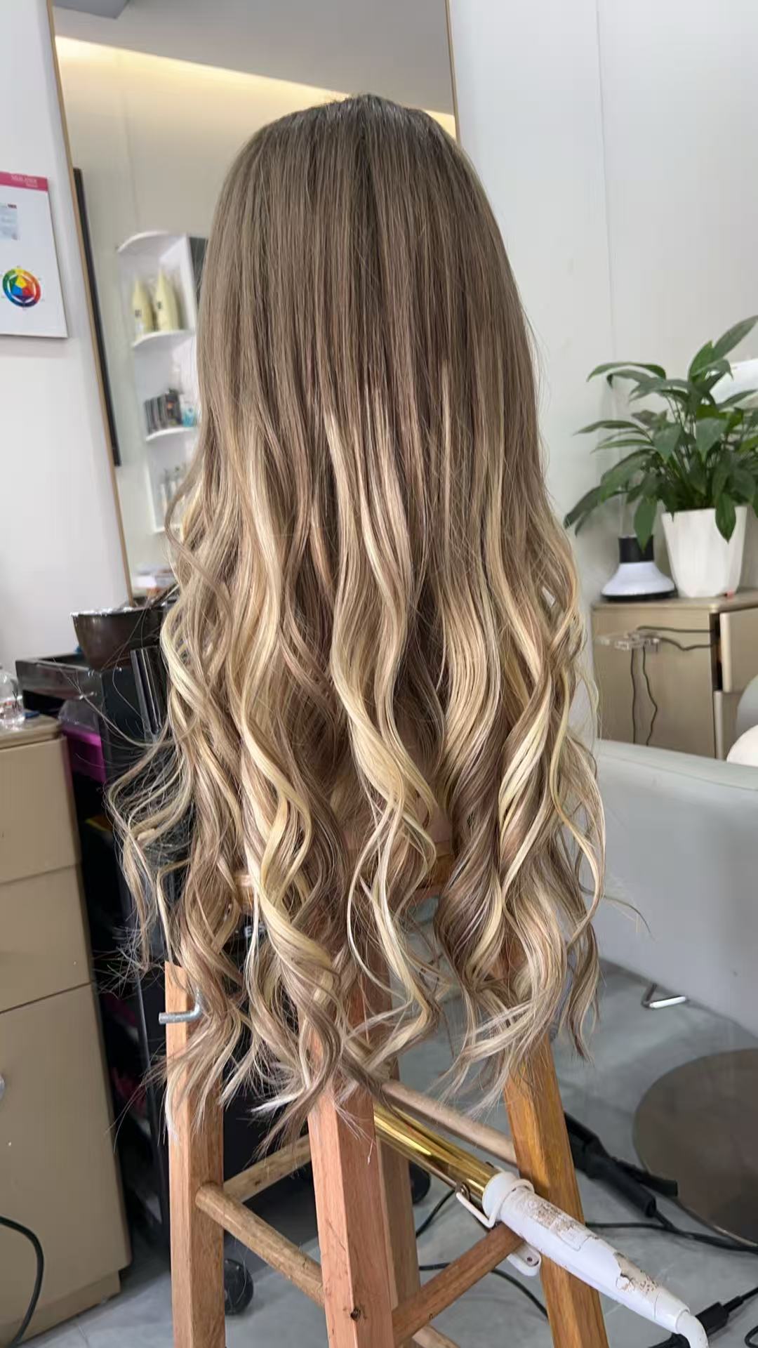 SHULY Ombre Brown Blonde Long Wigs for White Women 100% Human Hair