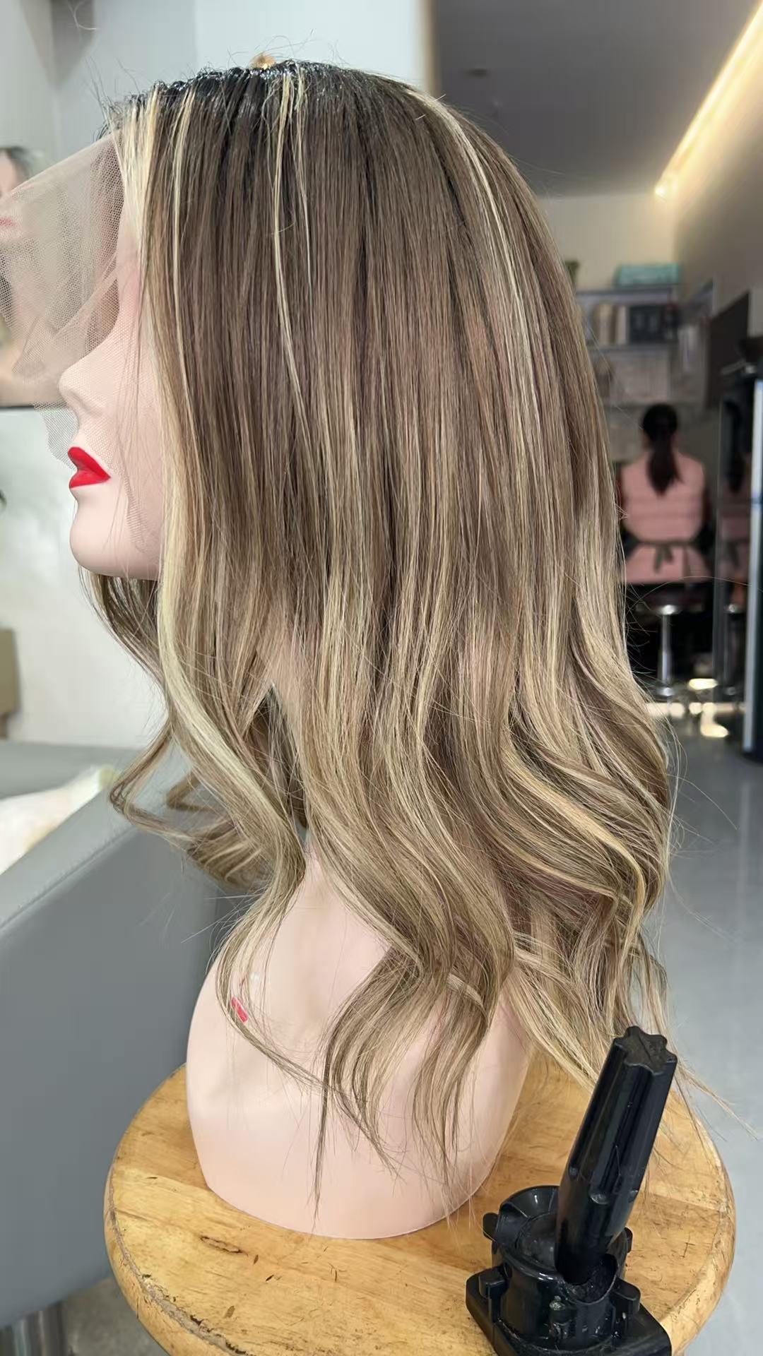 SHULY Brown Blonde Highlights Long Wigs for White Women 100% Human Hair