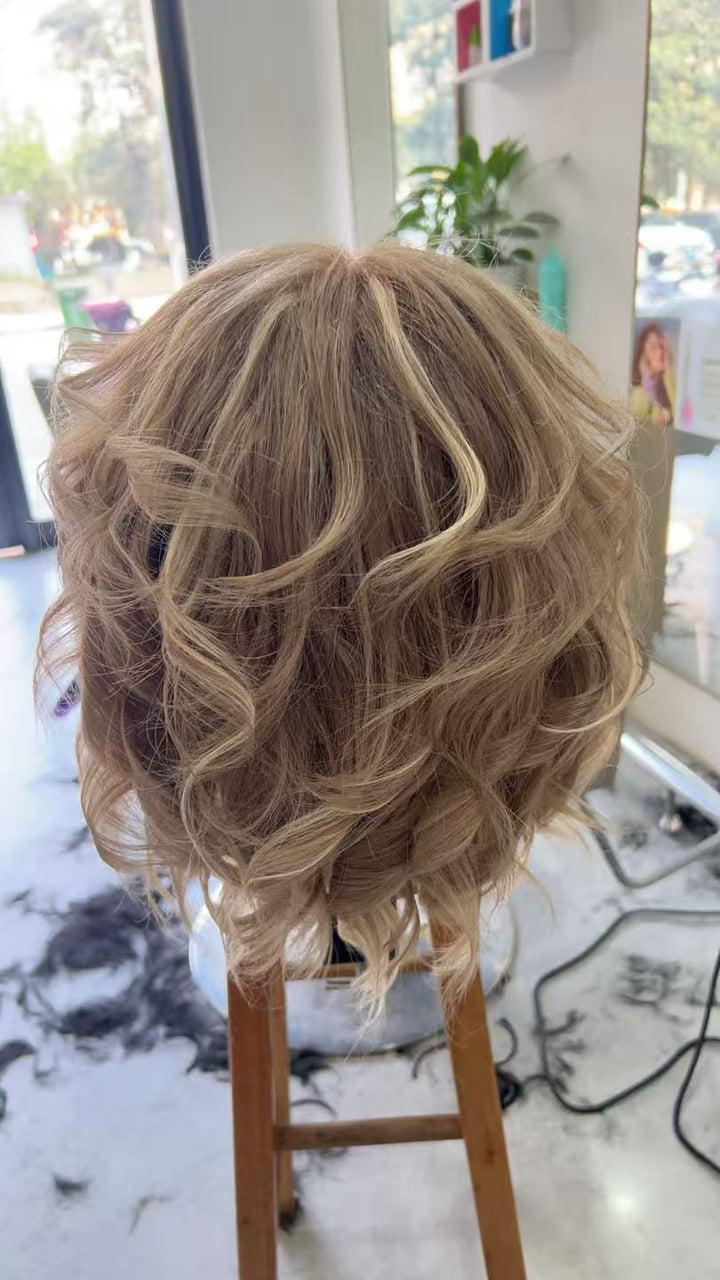 SHULY Ash Blonde Short Wigs for White Women 100% Human Hair