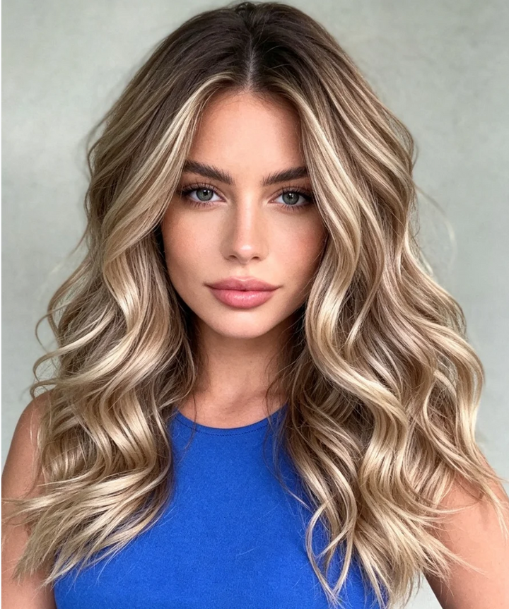 SHULY Butterscotch Blonde Wigs with Dark Roots 100% Real Human Hair for Caucasian